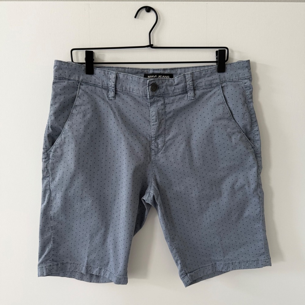 Mavi Shorts Men 34 Blue Grey Micro Star Print Chino Jacob Stretch